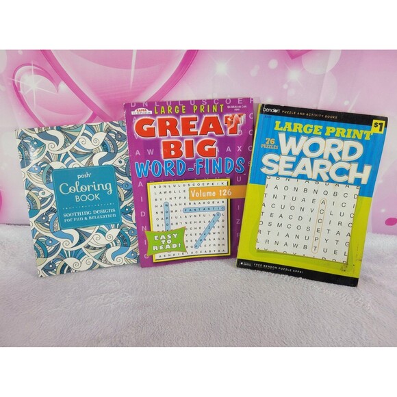 Great Big Word Finds Search Kappa Books Bendon Posh Coloring Book 3 pc Bundle - Picture 1 of 11